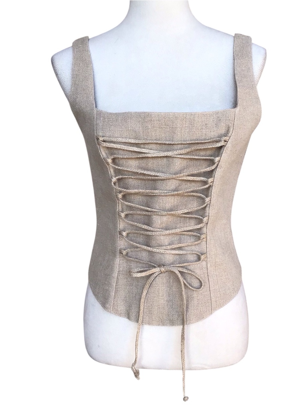 Anne Fontaine Paris Flax Linen Lace Up Corset